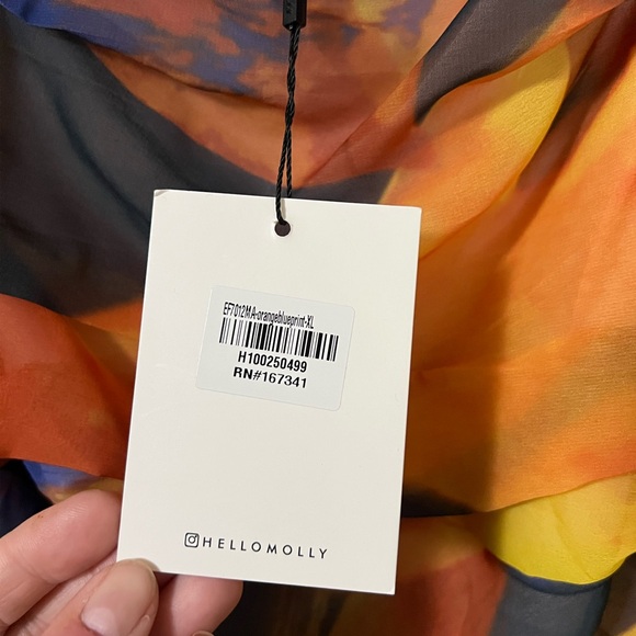 Hello Molly NWT silhouette sky midi maxi dress in orange yellow blue abstract - Picture 14 of 15